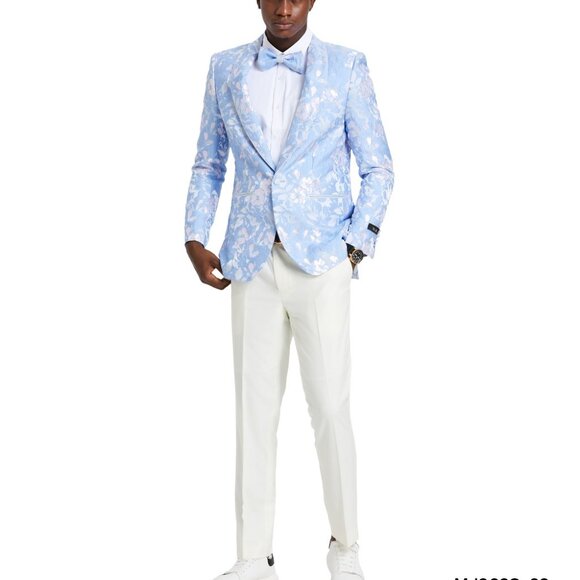 Sky/Silver Paisley Shawl Collar Men's Jacket